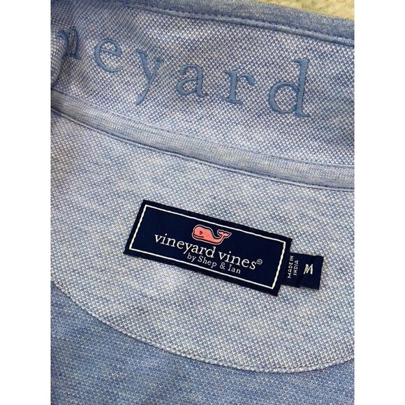 Vineyard Vines Half Zip Sweater Mens Medium Blue Pullover Whale Anchors Cotton - Picture 3 of 9